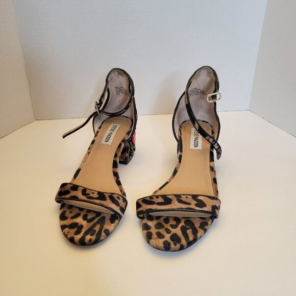 Steve Madden Leopard Print Sandals with Floral Embroidery - Picture 4 of 11